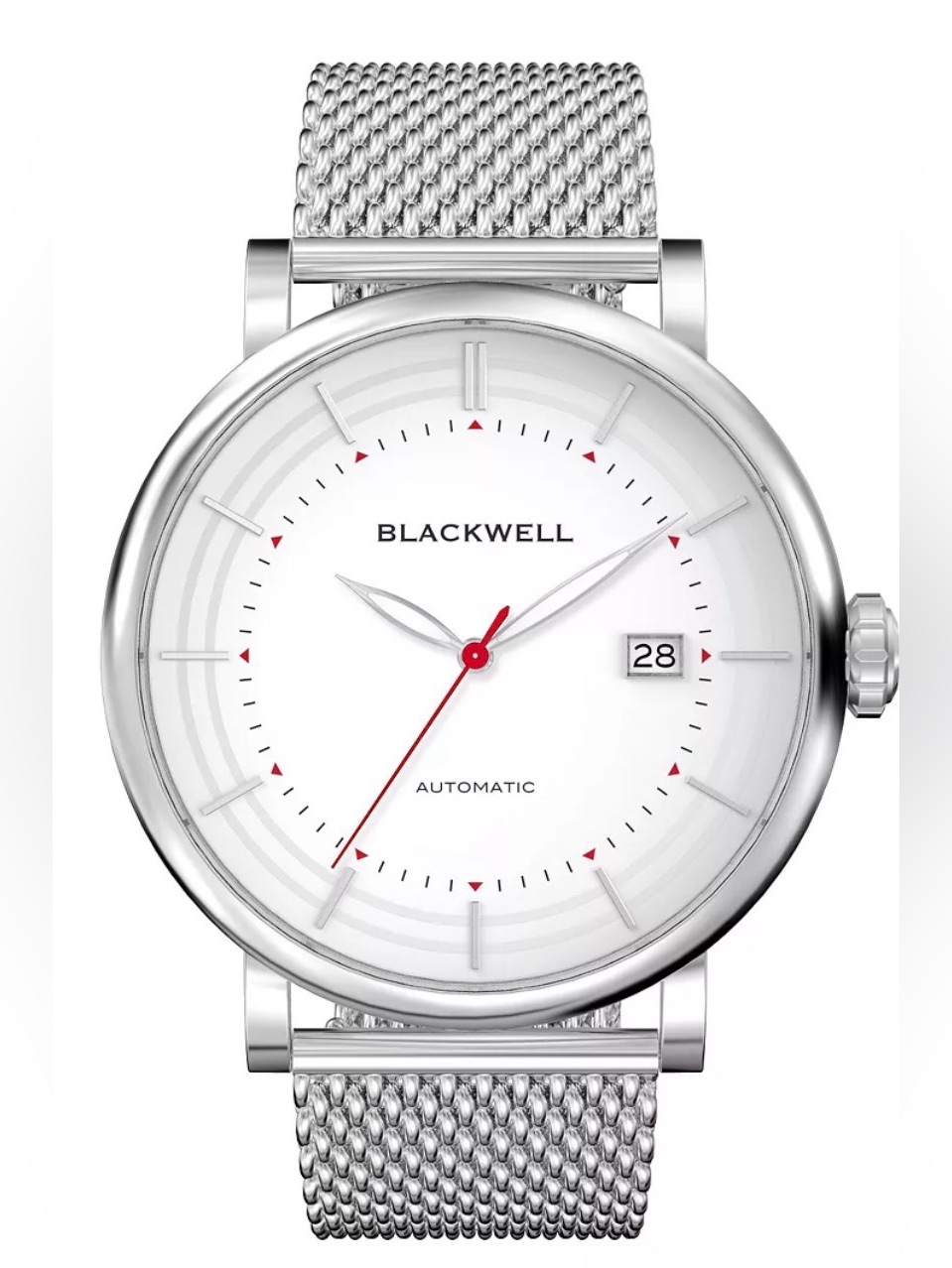 Blackwell Automatic Silver Tone Dial With Silver Tone Steel Mesh Watch Mens